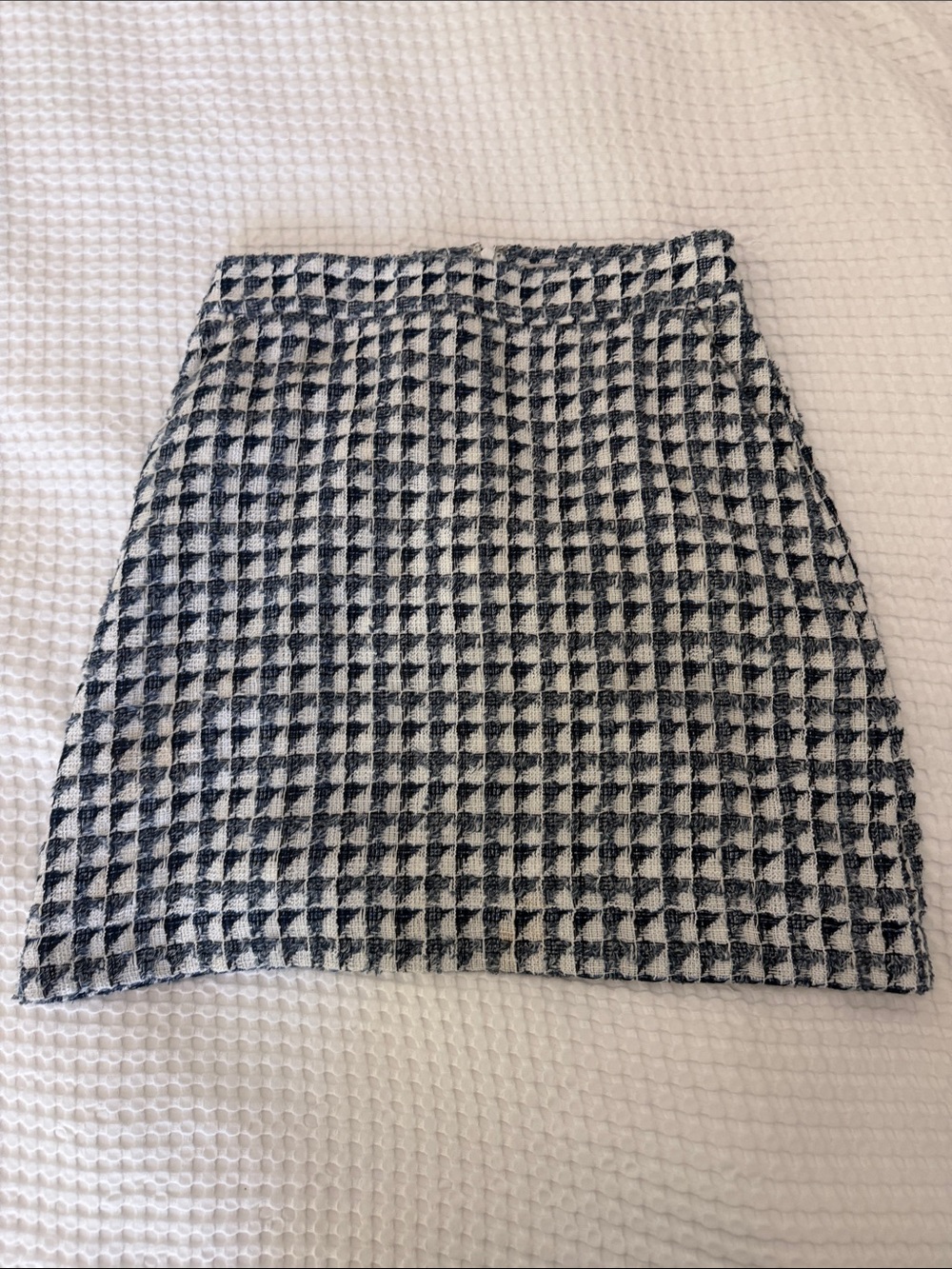 LOFT Navy and White Houndstooth Mini Skirt